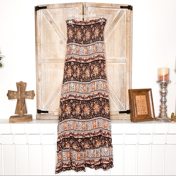 Dresses & Skirts - SOLD Boho Patchwork Floral Pattern Maxi Dress